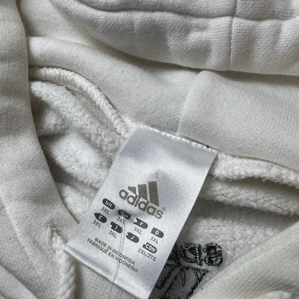 Adidas Hoodie Men 3XL White Vintage 2006 Embroidered Logo Oversized Pullover
